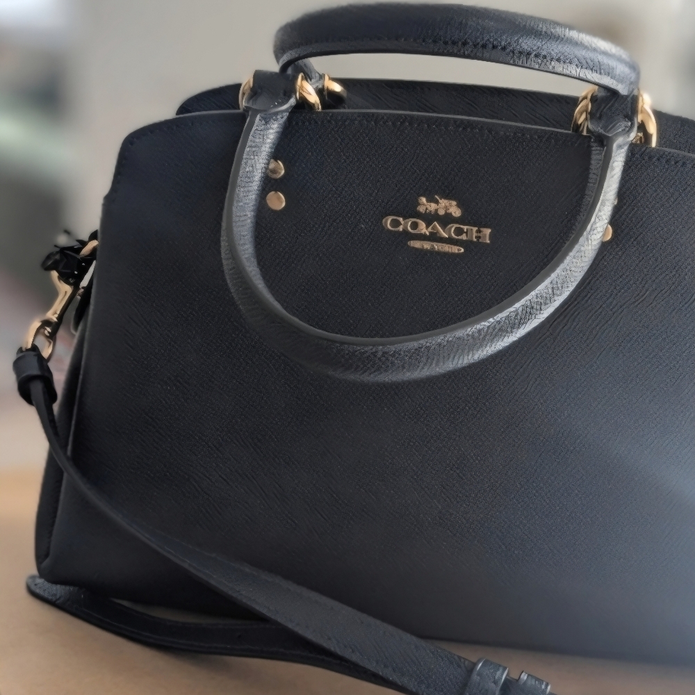 Coach Black Leather Mini Lillie Carryall